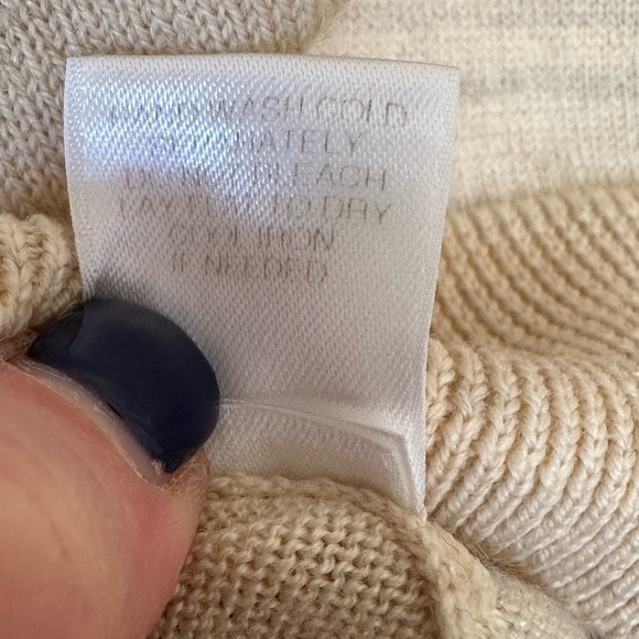 Turnbury 100%  Merino Wool Cream Pullover Lightweight Sweater with Collar Sz L - Picture 11 of 11